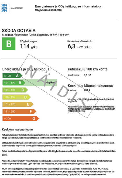 Energiamärgise näidis